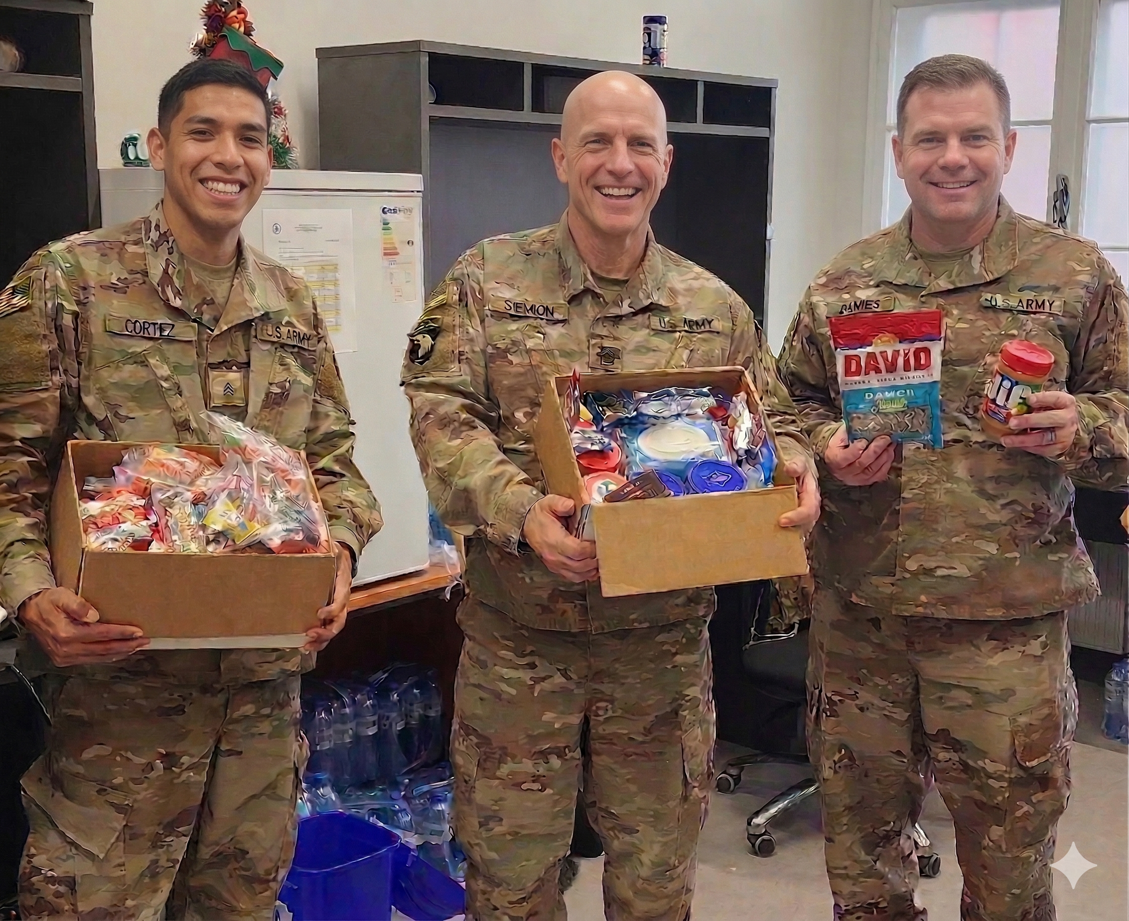 Volunteers distributing aid packages